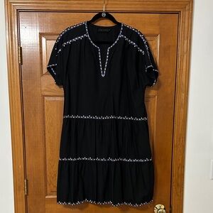Hatch Black Dress with White Embroidery